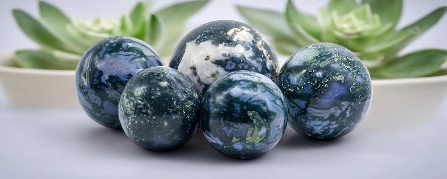 Bulk Moss Agate Sphere