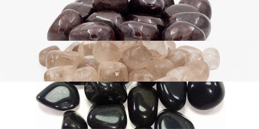 Healing Crystals Garnet, Smoky Quartz, Black Onyx