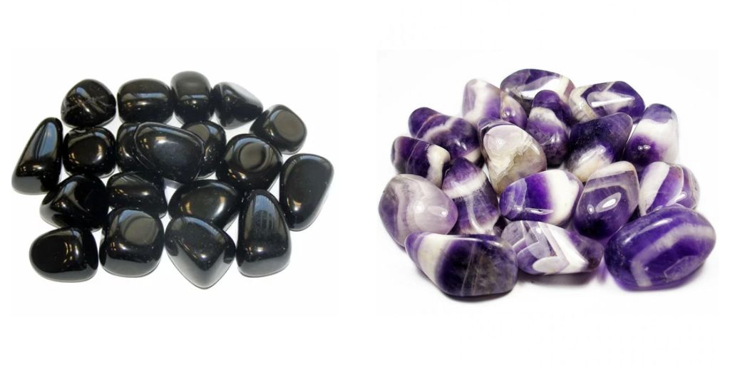 Black Obsidian & Chevron Amethyst crystals for dogs