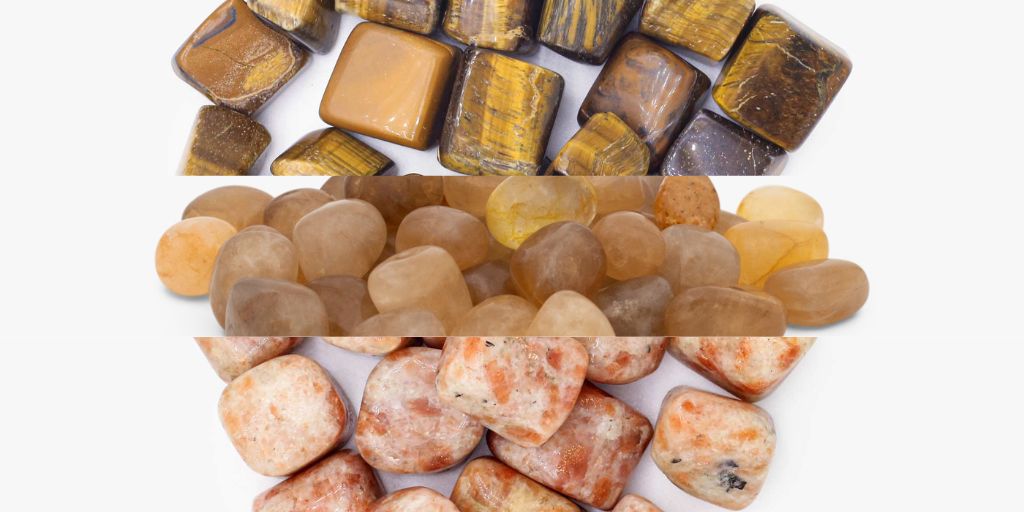 Healing Crystals Tiger’s Eye, Citrine, Sunstone