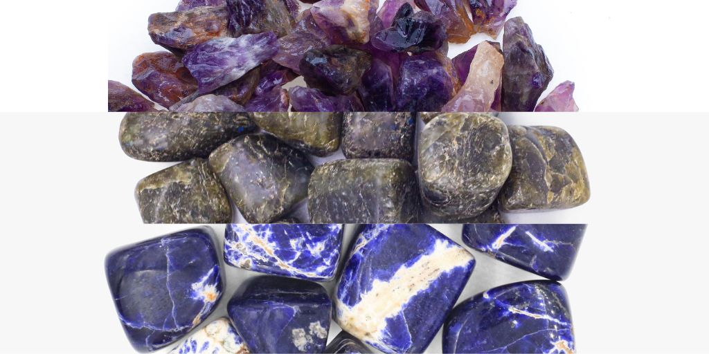 Healing Crystals Amethyst, Labradorite, Sodalite