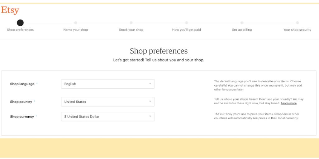Step 2: Set Shop Preferences