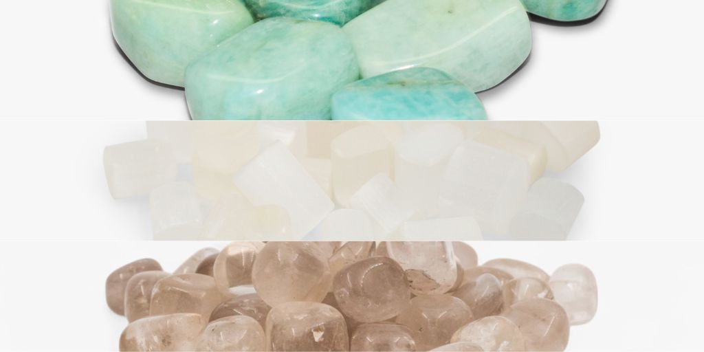Healing Crystals Amazonite, Selenite, Smoky Quartz