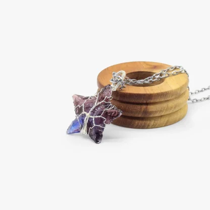 Amethyst Pendant - Star Carving - Image 2
