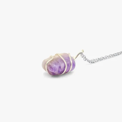 Wholesale Amethyst Wire Wrapped Tumbled Pendant - Bulk Crystal
