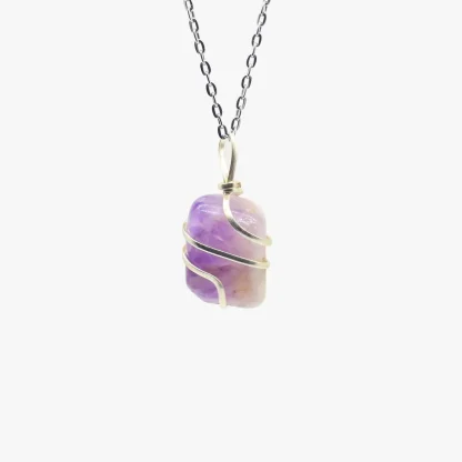 Wholesale Amethyst Wire Wrapped Tumbled Pendant - Bulk Crystals