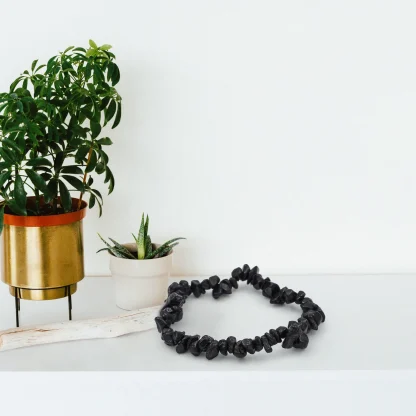 Wholesale Black Tourmaline Crystal Chips Bracelet - Bulk Crystal