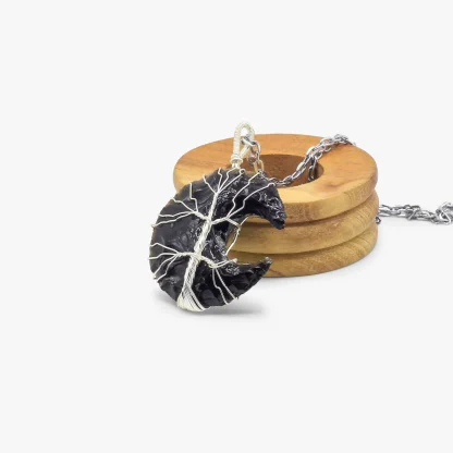 Wholesale Black Tourmaline Crystal Wire Wrapped Moon Pendant - Bulk Crystals