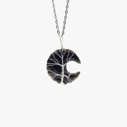 Wholesale Black Tourmaline Wire Wrapped Moon Pendant - Bulk Crystals