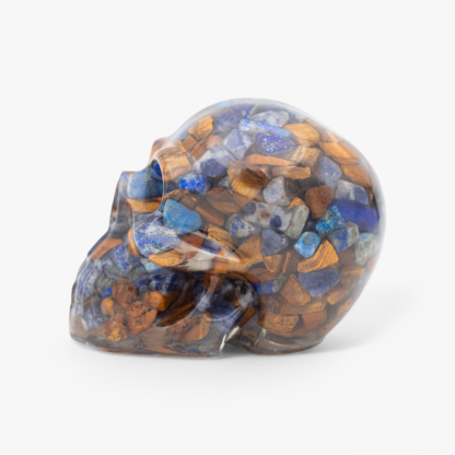 Lapis Lazuli & Tiger Eye Orgone Skull - Image 2