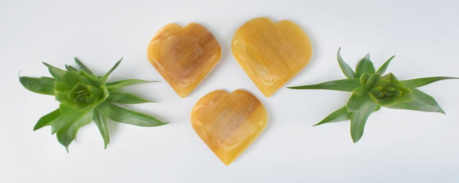 Yellow Calcite Heart